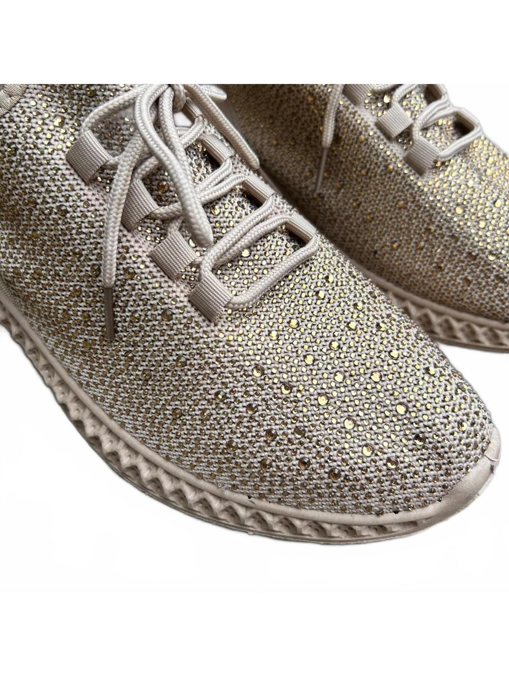Bling Sneakers | Bronze Tan Rose Gold Rhinestone | Unisex Ladies 12 / Men’s 10